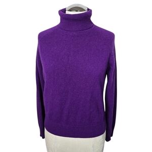Pria Wool Cashmere Angora Rabbit Hair Purple Turtleneck Sweater M